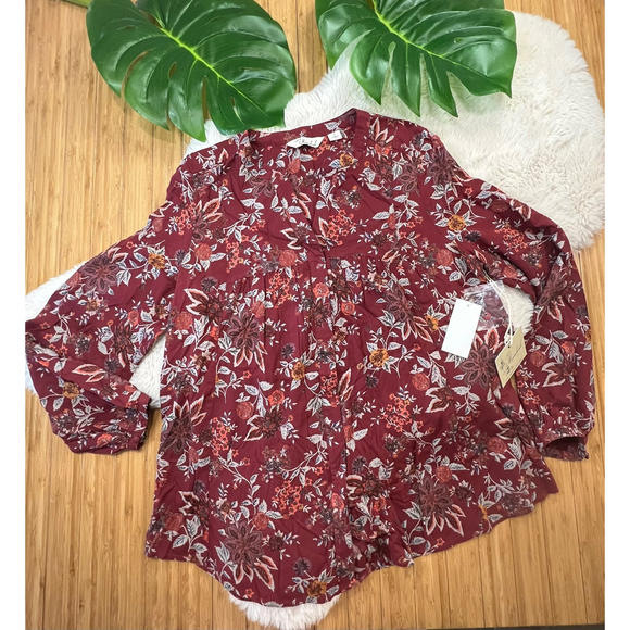 caffe marrakech notched printed blouse size small - Picture 2 of 8